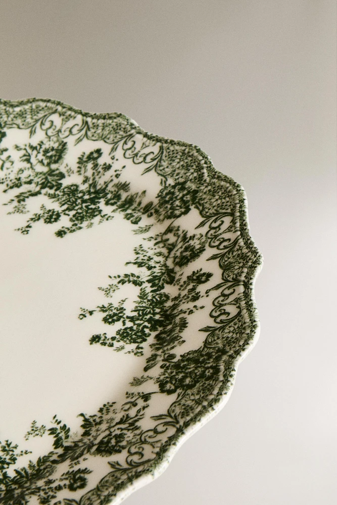 PLAT FAÏENCE IMPRIMÉ FLEURS