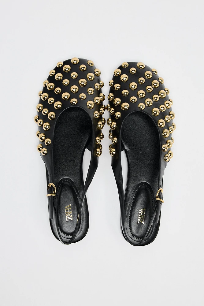 SLINGBACK STUDDED FLATS