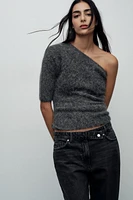 ASYMMETRIC ALPACA BLEND KNIT TOP