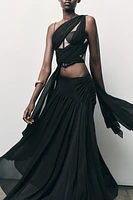 JUPE MIDI GEORGETTE DRAPÉE