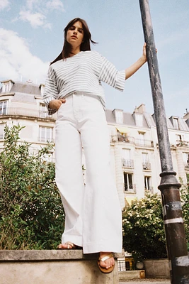 CHEMISE À RAYURES AVEC LIN