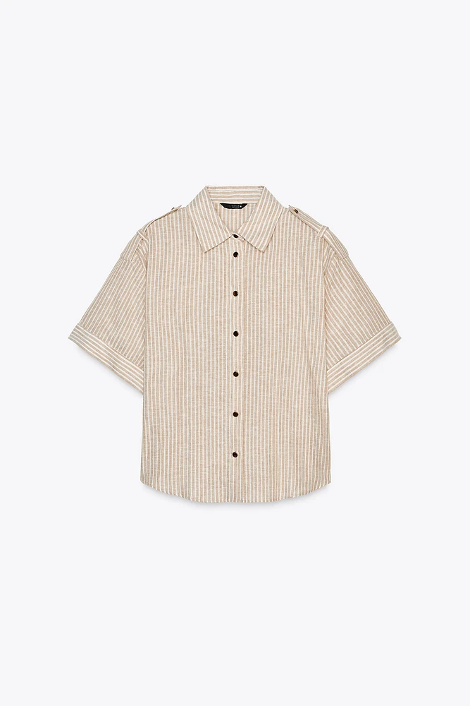 METALLIC THREAD STRIPED SHIRT