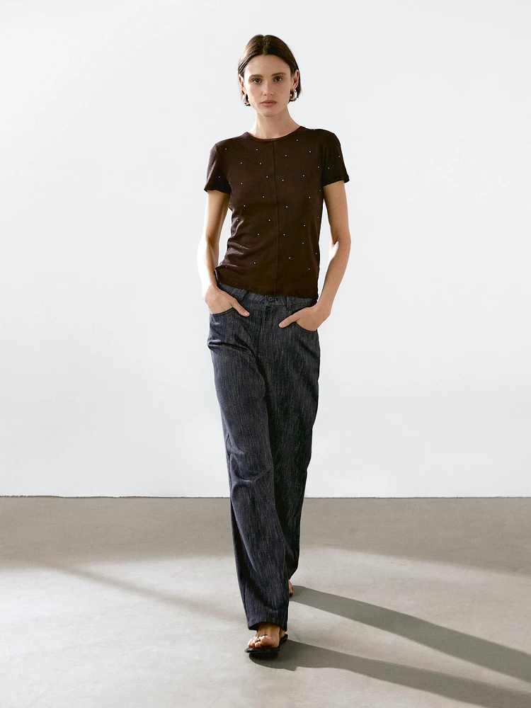 T-shirt with metal studs