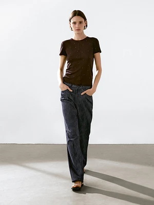 T-shirt with metal studs