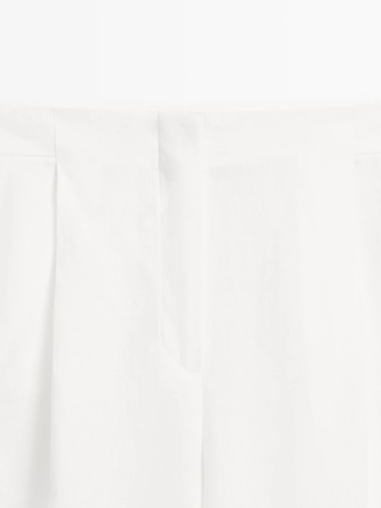 Pantalon de tailleur à pinces 100 % lin