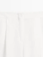 Pantalon de tailleur à pinces 100 % lin
