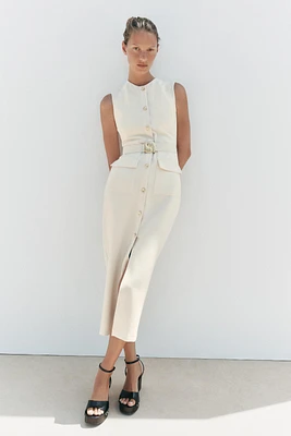 ROBE MIDI EN CRÊPE AVEC CEINTURE