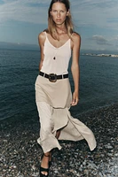 JUPE MIDI COMBINÉE CEINTURE