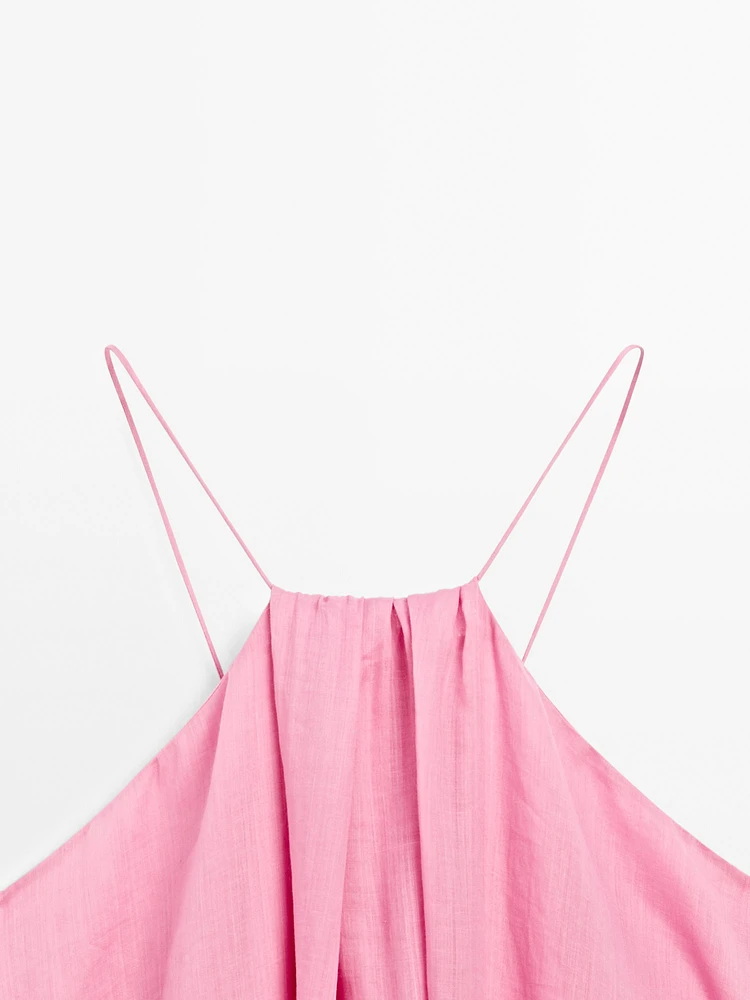Robe longue froncée à encolure américaine