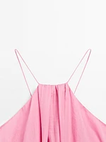 Robe longue froncée à encolure américaine