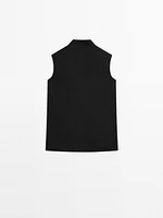 Linen blend high neck waistcoat