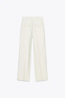 STRAIGHT LEG PANTS WITH FRAYED SIDE STRIPE