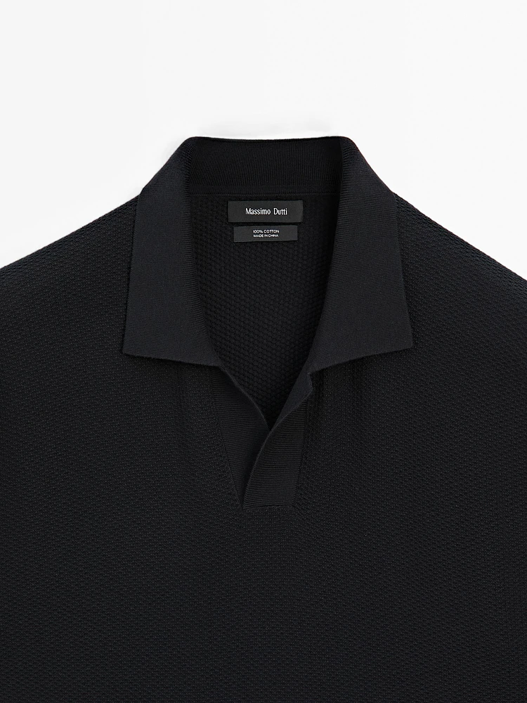 Polo manches courtes en maille texturée
