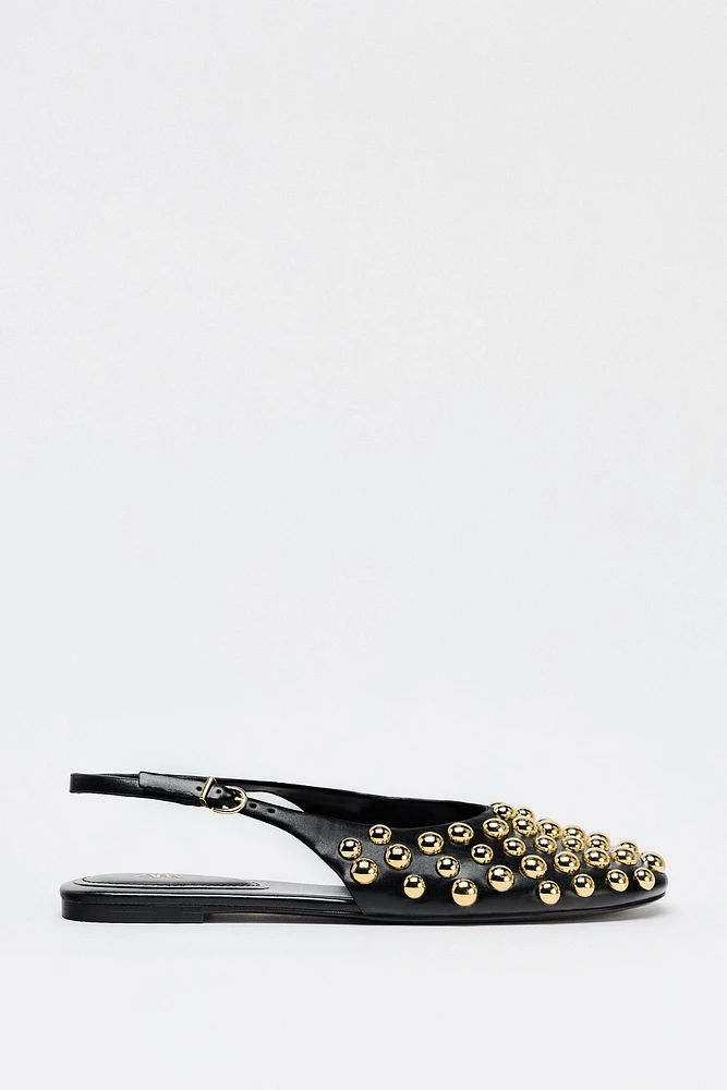 SLINGBACK STUDDED FLATS