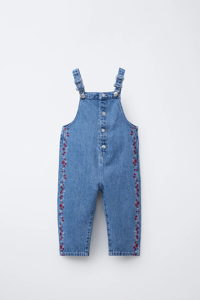 SALOPETTE LONGUE EN DENIM BRODÉ