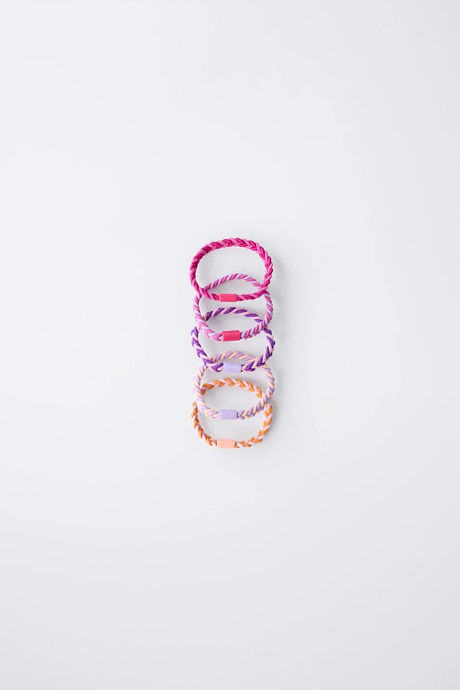 FIVE-PACK OF BRAIDED HAIR TIES