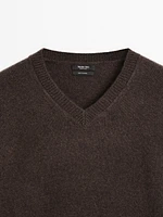 Pull oversize col en V cachemire