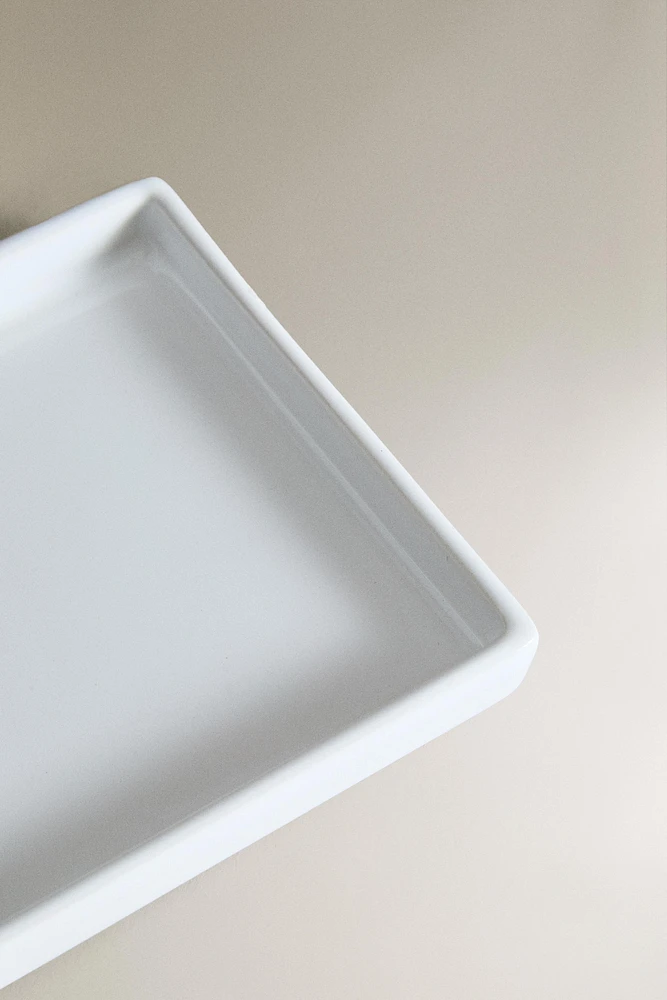 WHITE EARTHENWARE BATHROOM TRAY