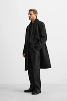 HERRINGBONE TEXTURED WOOL BLEND COAT