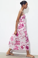 PRINTED DRESS WITH OPENWORK EMBROIDERY