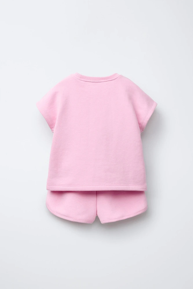 PLAIN MEDIUM WEIGHT T-SHIRT AND BERMUDA SET