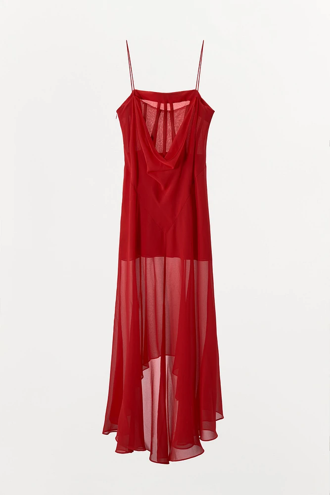 ROBE MI-LONGUE BUSTIER ASYMÉTRIQUE