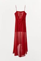 ROBE MI-LONGUE BUSTIER ASYMÉTRIQUE