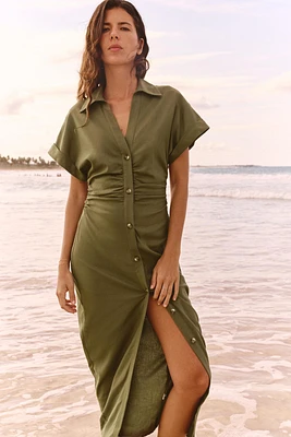ROBE MI-LONGUE CONTENANT DU LIN