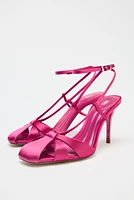 SATIN EFFECT HEELED SANDALS