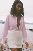 METALLIC THREAD STRIPED POPLIN SHIRT
