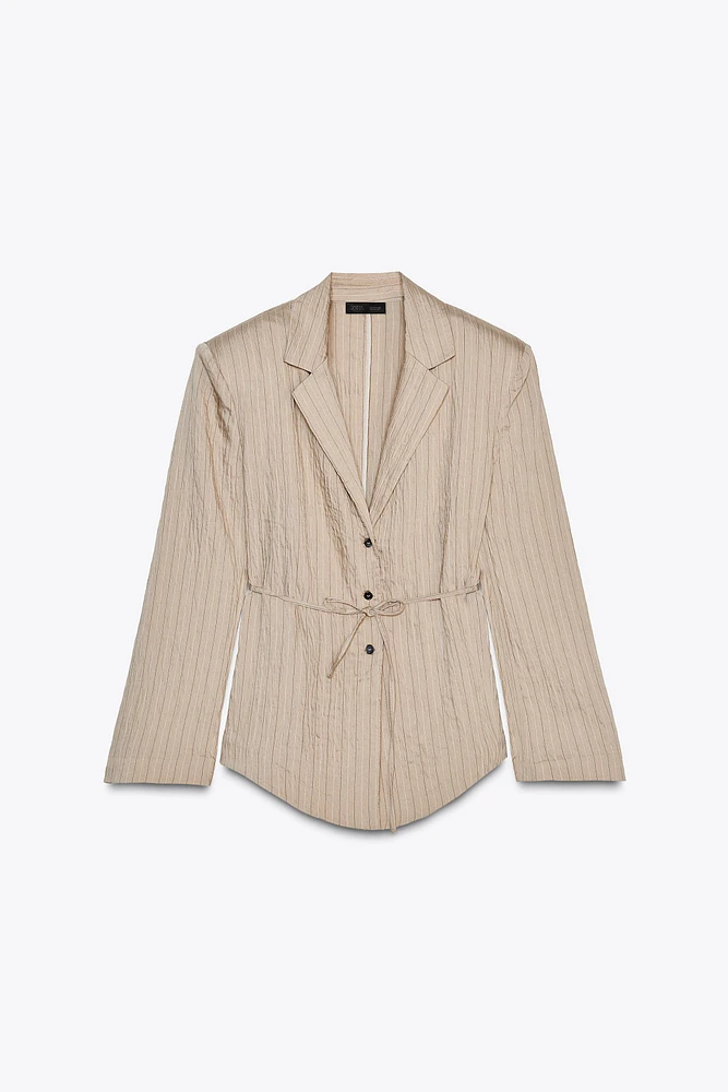 BLAZER RAYURES CEINTURE FINE