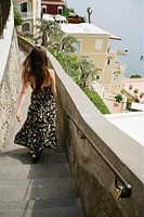 PRINTED MIDI DRESS WITH OPENWORK EMBROIDERY