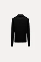 RIBBED POLO NECK SHIRT