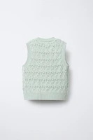 BEADED FLORAL KNIT VEST