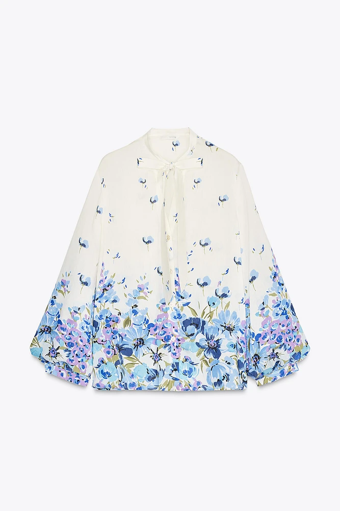 TIED PRINT BLOUSE