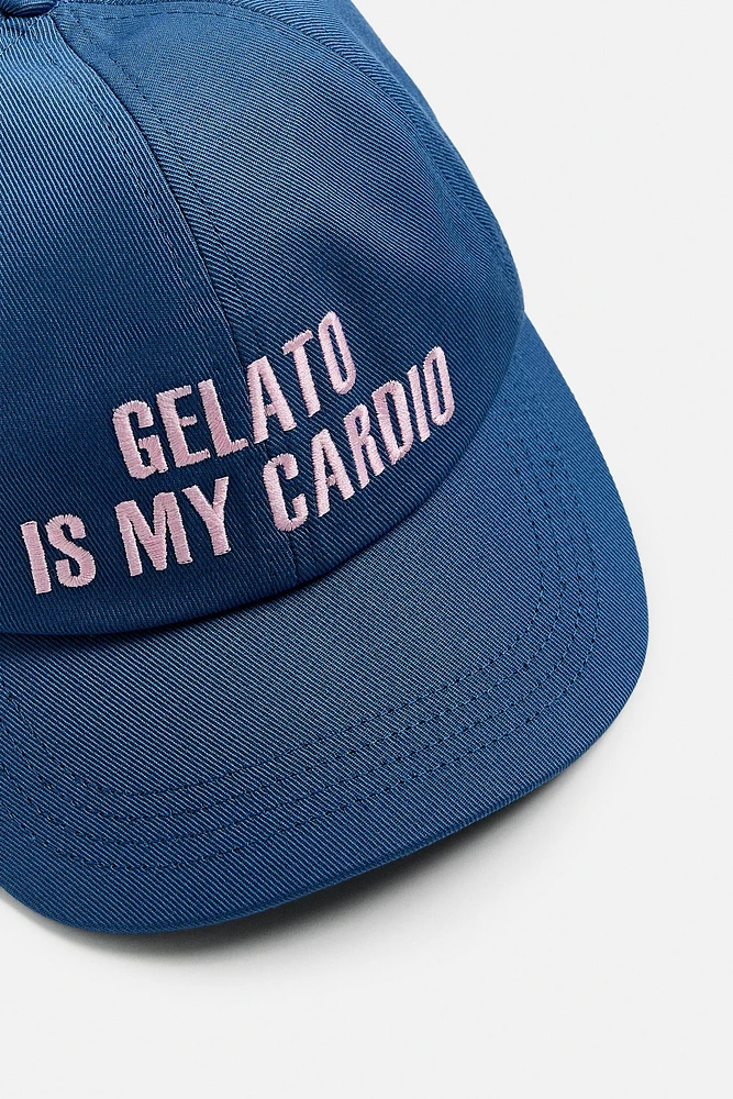 EMBROIDERED TEXT CAP
