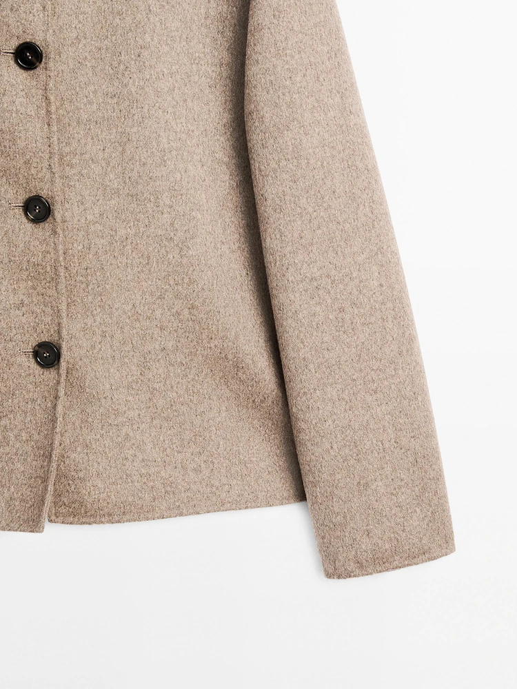 Short wool blend coat with buttons