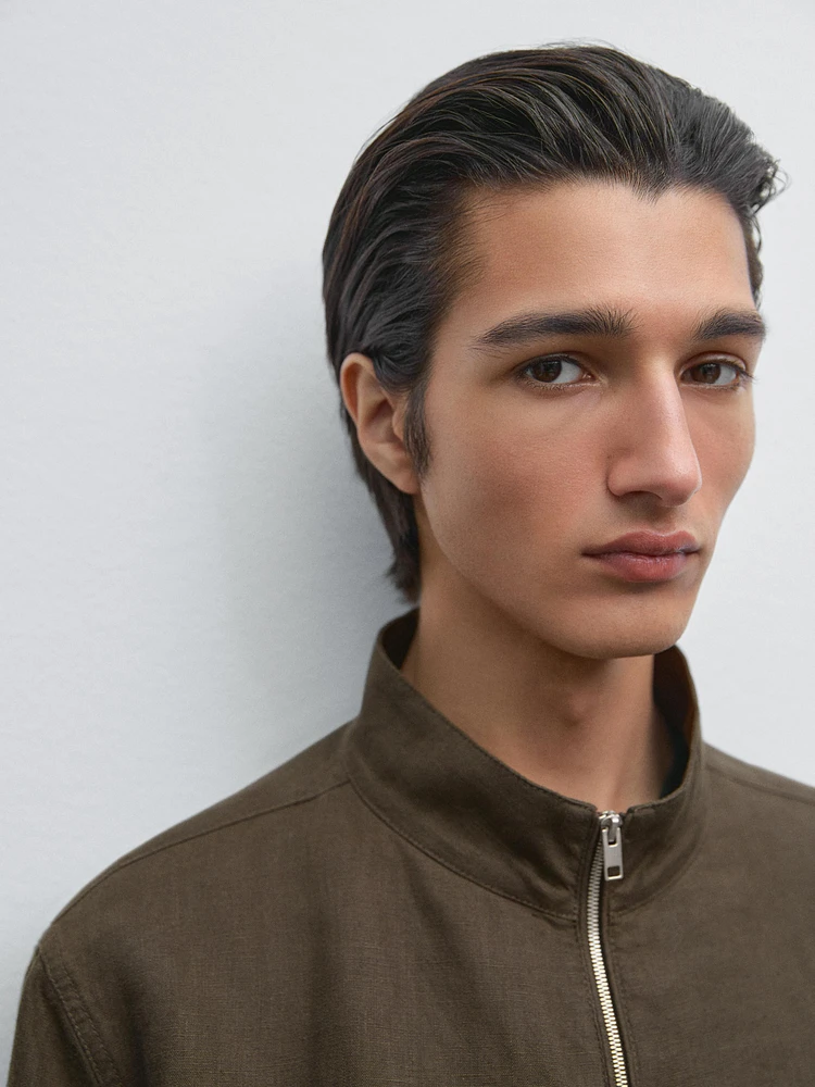 100% linen bomber jacket