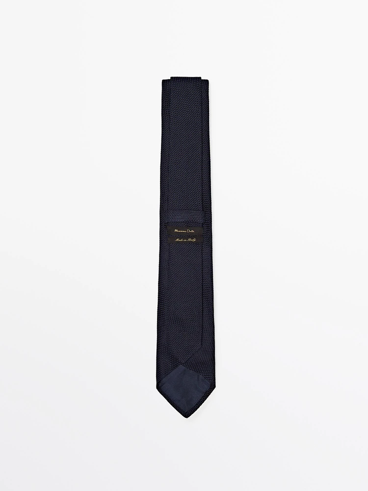 Cravate micro-texturée 100 % soie héron