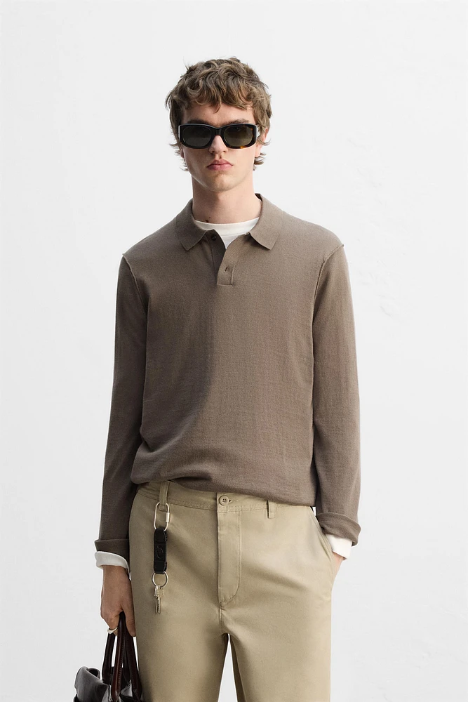 KNIT WOOL-COTTON POLO SHIRT