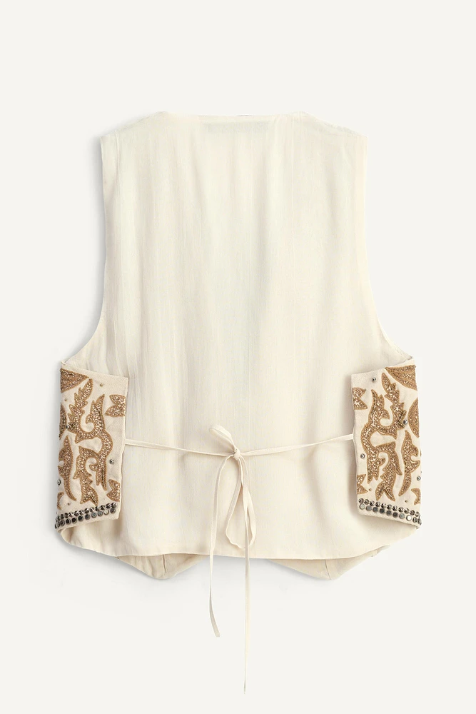 LIMITED EDITION EMBROIDERED STUDDED VEST