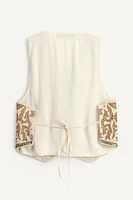 LIMITED EDITION EMBROIDERED STUDDED VEST