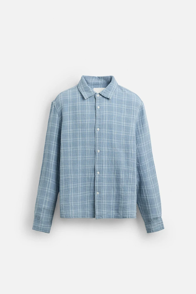 CHEMISE À CARREAUX EFFET PLISSÉ