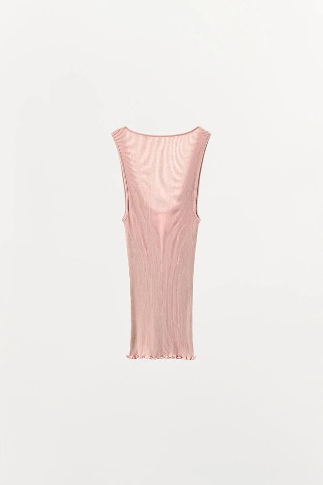 100% SILK RIBBED TOP
