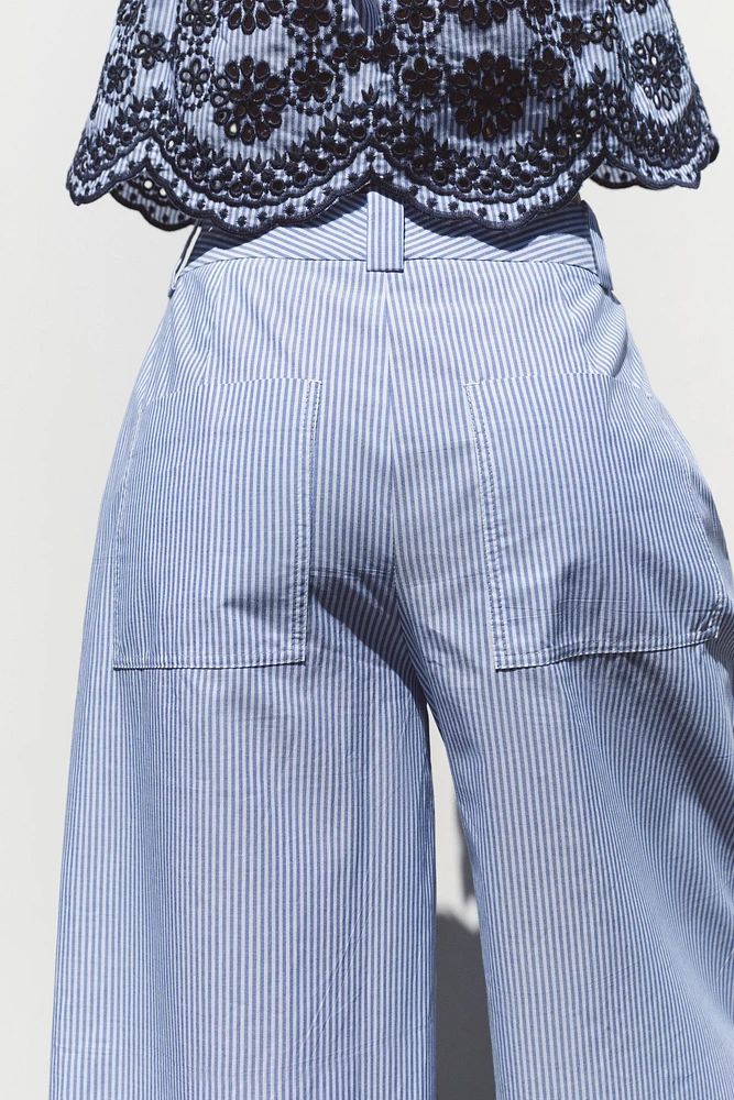 PANTALON JUPE-CULOTTE RAYURES BRODÉES