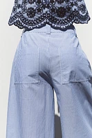 PANTALON JUPE-CULOTTE RAYURES BRODÉES