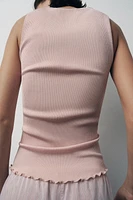 100% SILK RIBBED TOP