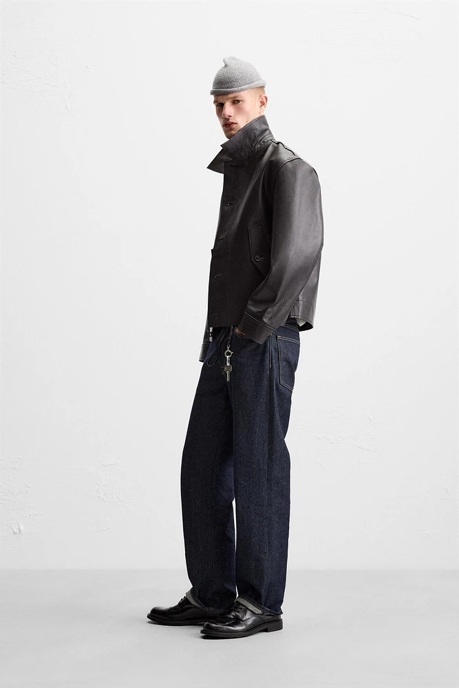 BLOUSON EN CUIR À POCHES