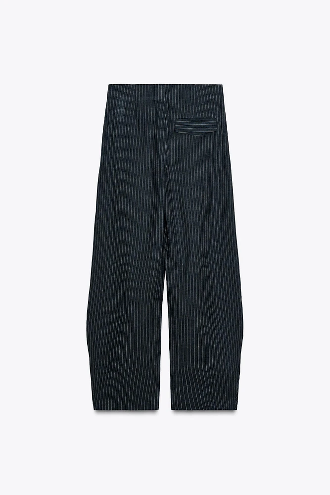 PANTALON BALLON RAYÉ EN LIN ZW COLLECTION