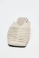GATHERED LEATHER MULES